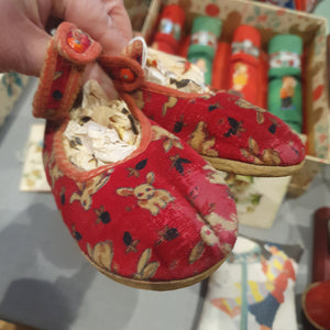 Pair Vintage child's velvet slippers