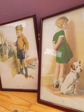 Load image into Gallery viewer, Pair of very sweet framed vintage pictures