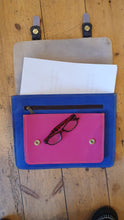 Load image into Gallery viewer, Recycled leather fairtrade colourful satchel £56 (was £74.95)
