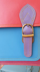 Recycled leather/fairtrade colourful satchel with detachable handle £56 (was £74.95)