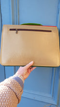 Load image into Gallery viewer, Recycled leather/fairtrade colourful satchel with detachable handle £56 (was £74.95)
