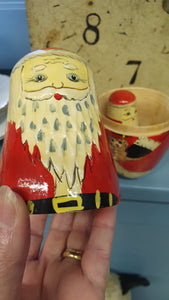 Vintage Russian doll Santa with  one tiny Santa inside