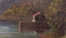 Load image into Gallery viewer, Antique oil painting on wooden panel
