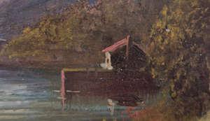 Antique oil painting on wooden panel