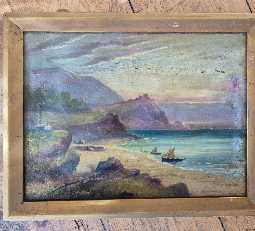 Antique framed oil painting, signed landscape