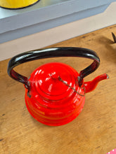 Load image into Gallery viewer, Large vintage red enamel kettle

