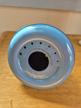 Load image into Gallery viewer, Beehive wool holder and needle gauge in blue plastic.
