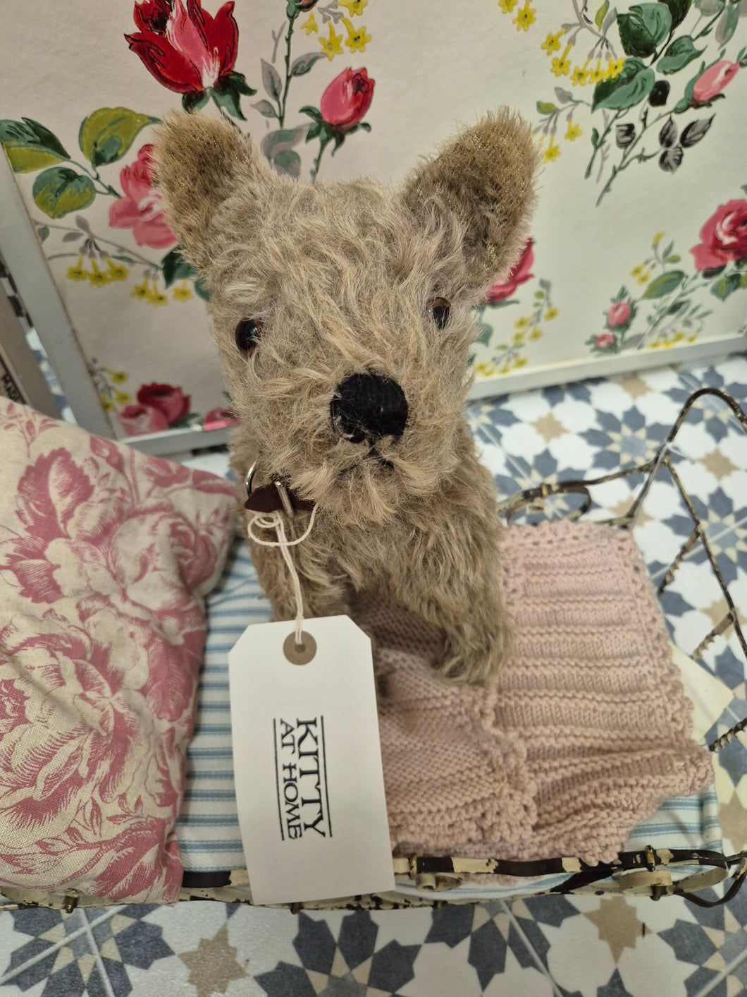 Vintage Chad Valley straw filled terrier