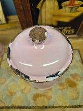 Load image into Gallery viewer, Rare French vintage pink enamelware canister
