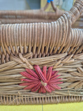 Load image into Gallery viewer, Beautiful mid century basket with raffia decorations
