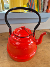 Load image into Gallery viewer, Large vintage red enamel kettle
