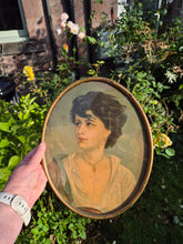 Load image into Gallery viewer, Delightful small oval oleograph portrait late 19th century

