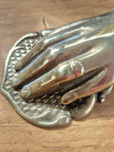 Load image into Gallery viewer, Victorian brass lady's hand clip. Gorgeous decorative item.
