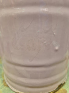 Rare French Vintage pink enamel canister