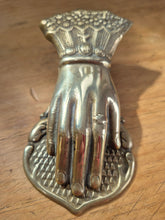 Load image into Gallery viewer, Victorian brass lady's hand clip. Gorgeous decorative item.
