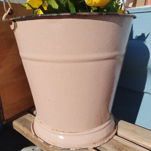Extremely rare French vintage blush pink enamel pail/bucket