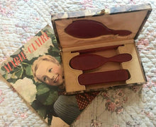 Load image into Gallery viewer, 1930s French Red Bakelite dressing table set in original box
