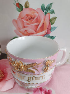 Victorian pink  lustreware motto cup