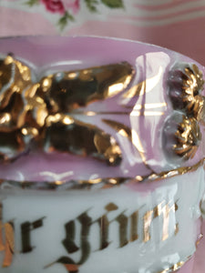 Victorian pink  lustreware motto cup