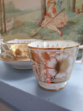 Load image into Gallery viewer, Early 19th century English antique porcelain trio of tea cup, coffee cup and saucer
