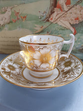 Load image into Gallery viewer, Early 19th century English antique porcelain trio of tea cup, coffee cup and saucer
