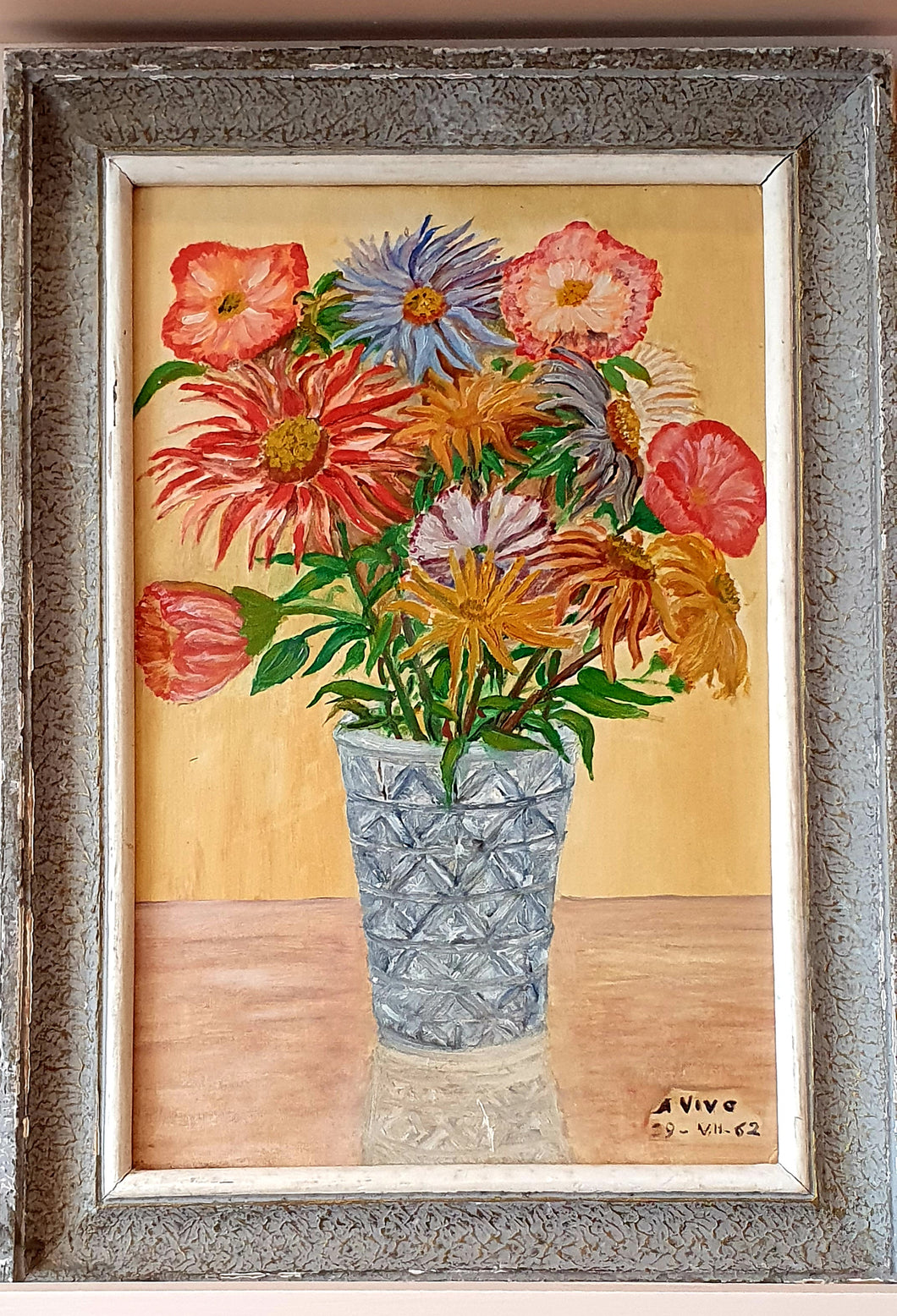Mid century French vintage oil painting