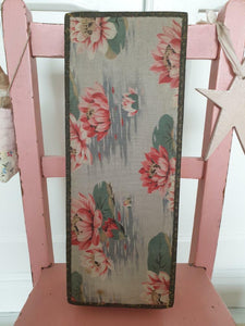 Vintage French waterlily box. Extremely pretty fabric covering.